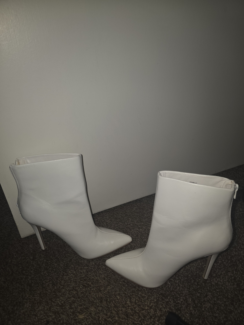 White Pointed-Toe Stiletto Ankle Boots - Women's